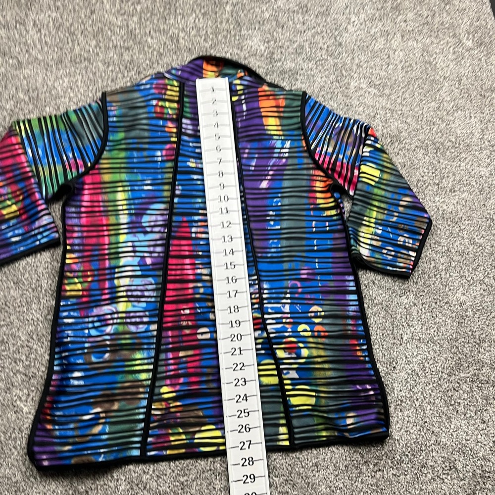 Ali Miles Jacket Women‎ M Abstract Stripe Pleated Colorful Button Front - Picture 8 of 10